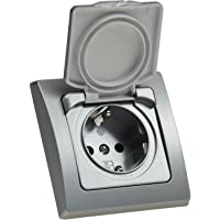 DELPHI Steckdose IP44 Deckel 250V~- 16A UP silber